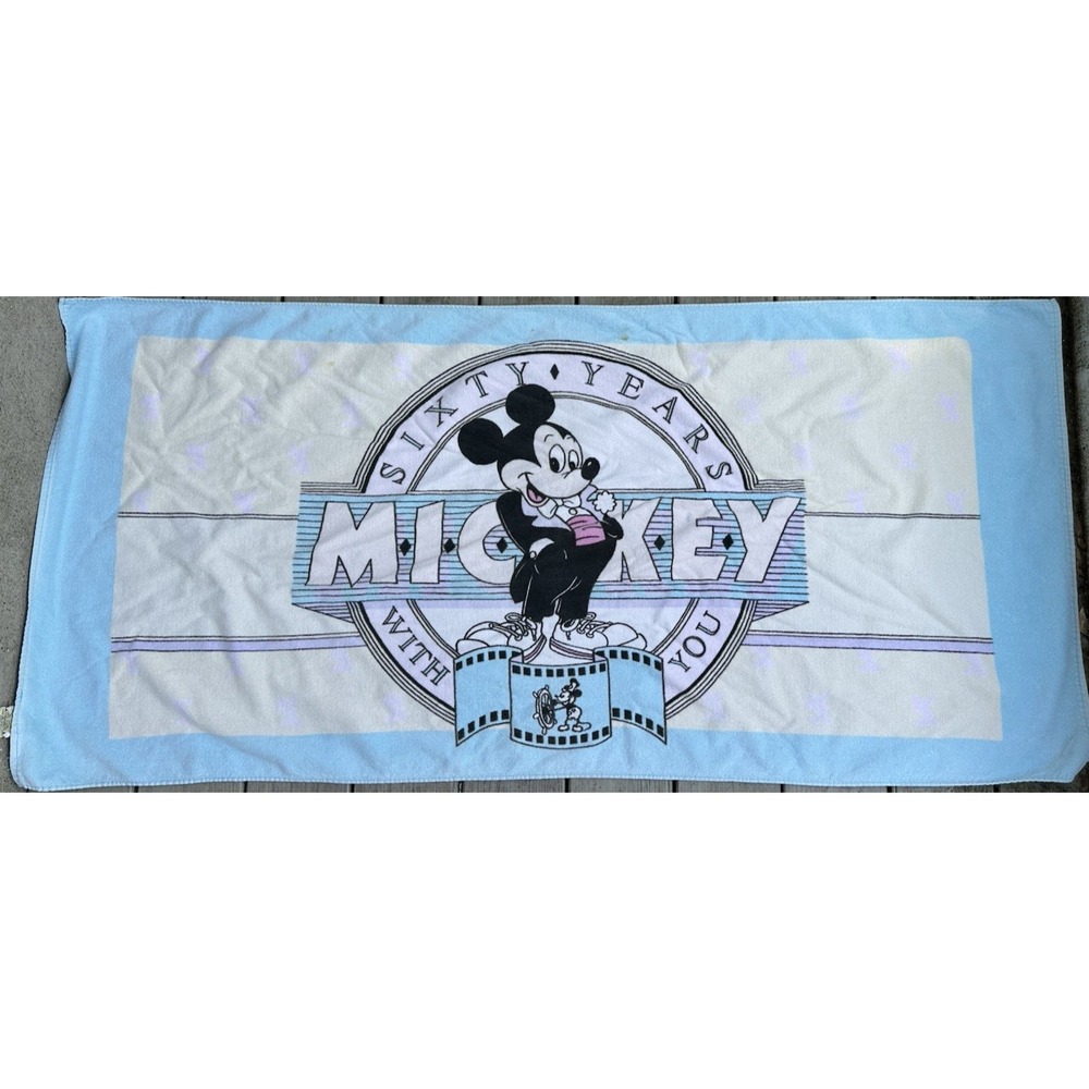Vintage Disney Mickey Mouse Sixty Years With You 60th Anniversary Beach Towel